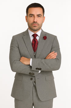 Slim Fit Suits Black/White Houndstooth Tweed Vested 3 Piece Suit 2 Button Side Vented Flat Front