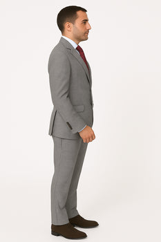 Slim Fit Suits Black/White Houndstooth Tweed Vested 3 Piece Suit 2 Button Side Vented Flat Front