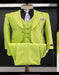 Men's Lime Green Three-Piece Suit with Floral Tie – Slim Fit Tuxedo for Weddings & Parties