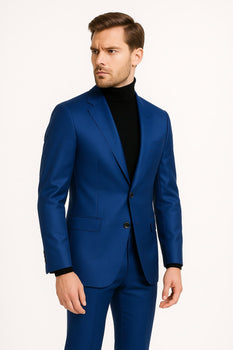 Men's Royal Blue Shiny Satin Suit – 2-Piece Slim Fit Tuxedo with Peak Lapel - Image 6