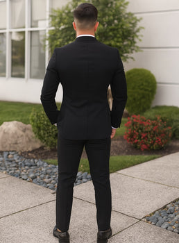 Slim Fit 2 button Black Suit With Double Breasted Vest Black / Suit / 6 Slim Fit 2 button Black Suit With Double Breasted Vest Black / Suit / 6
