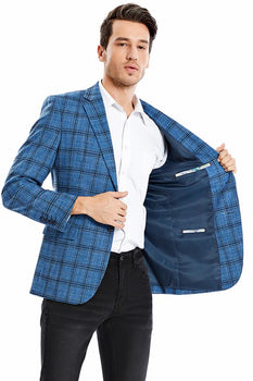 Saco vaquero - Western Sport Coat - Western Blazer - Men's Two Button Slim Fit Glen Plaid Sport Coat Blazer