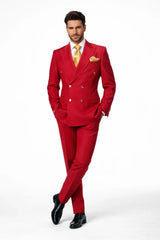 Slim Fit Red 3-Piece Suit for Men