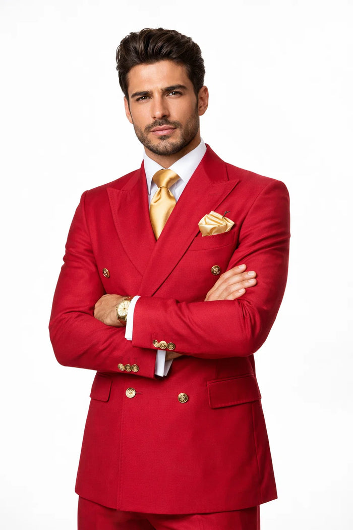Slim Fit Red 3-Piece Suit for Men