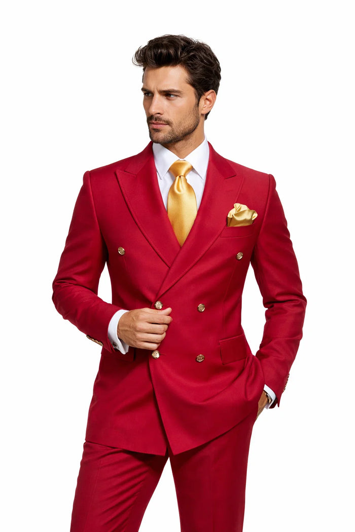 Slim Fit Red 3-Piece Suit for Men