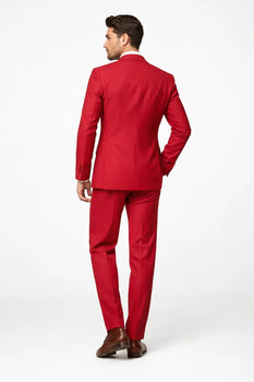 Slim Fit Red 3-Piece Suit for Men
