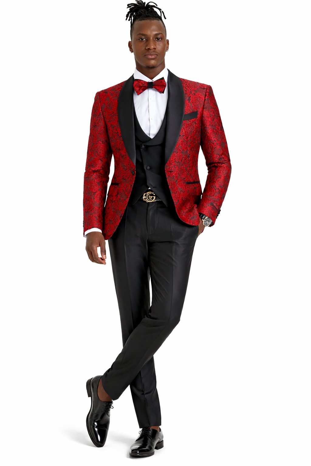 Paisley Suit - Wedding Tuxedo Suit - Prom Red Suit