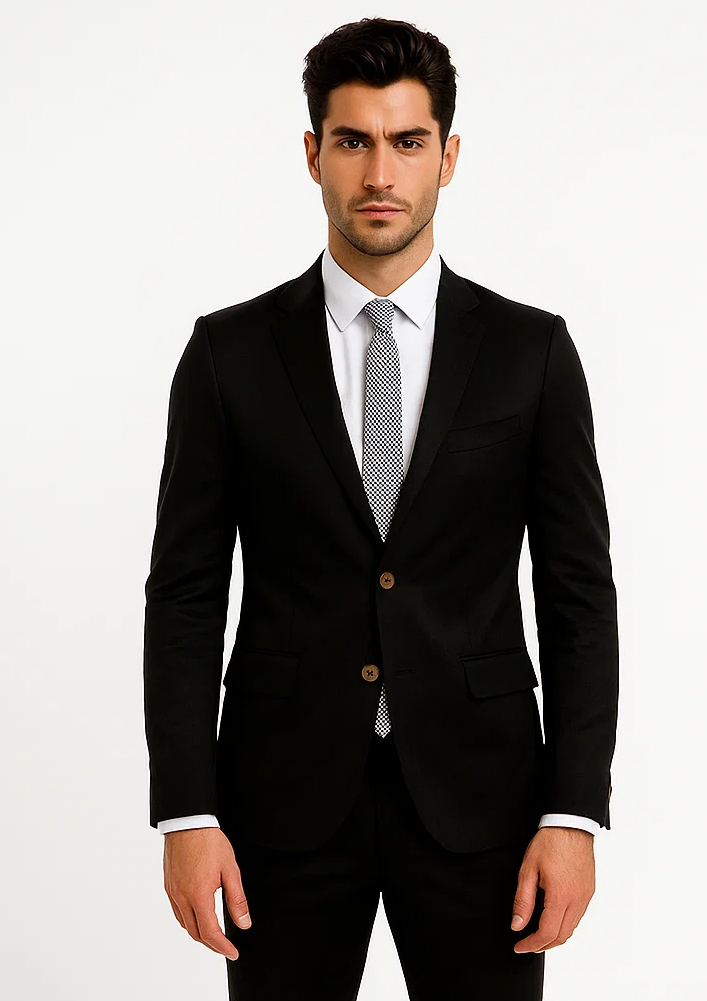 Slim Fit Suit Summer Men'S Slim Fit Suits Black Cotton Skinny Fitted  Business Suits Clearance Sale