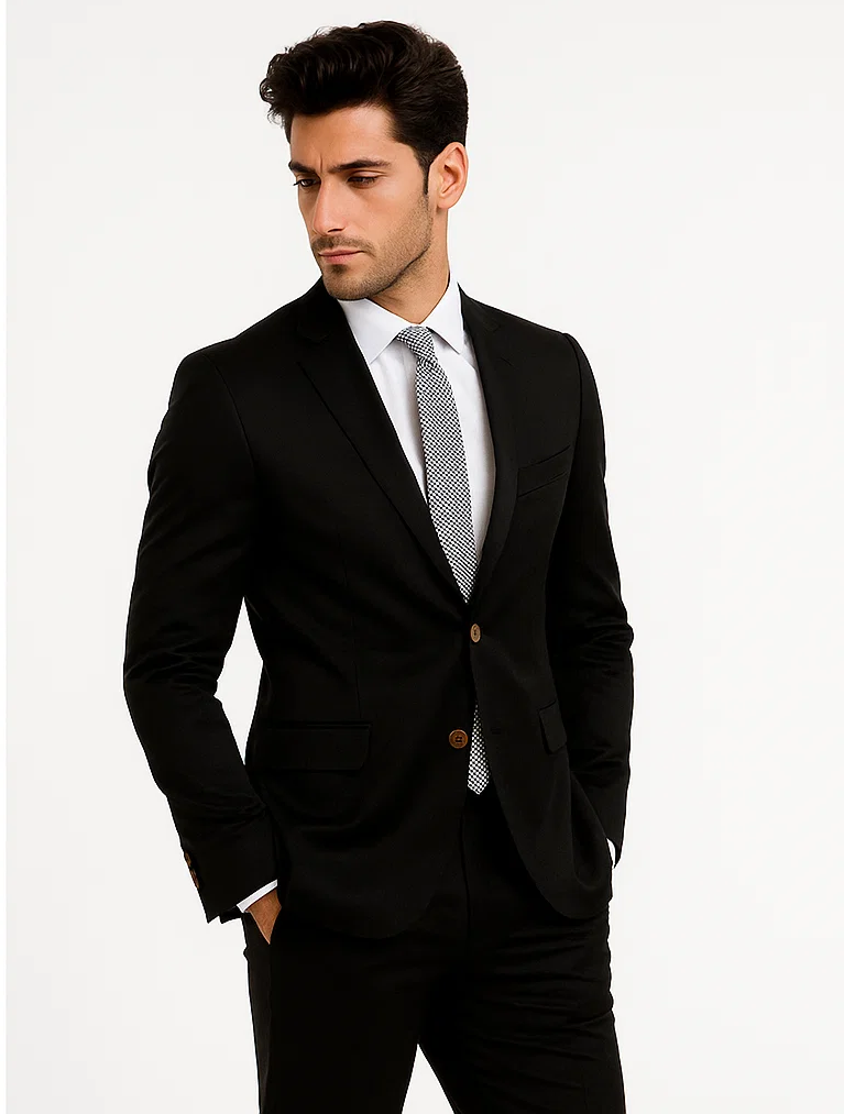 Slim Fit Suit Summer Men'S Slim Fit Suits Black Cotton Skinny Fitted  Business Suits Clearance Sale