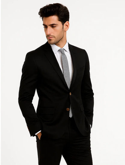 Slim Fit Suit Summer Men'S Slim Fit Suits Black Cotton Skinny Fitted  Business Suits Clearance Sale