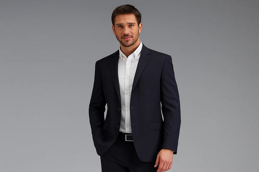 Men's 2 Button Slim Fitted Dark Navy Tonic Cheap Priced Business Suits Clearance Sale
