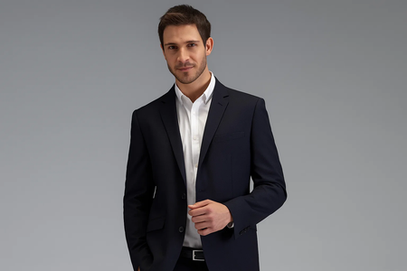 Men's 2 Button Slim Fitted Dark Navy Tonic Cheap Priced Business Suits Clearance Sale