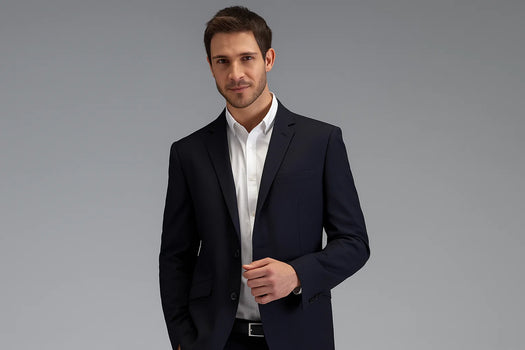 Men's 2 Button Slim Fitted Dark Navy Tonic Cheap Priced Business Suits Clearance Sale - Image 2