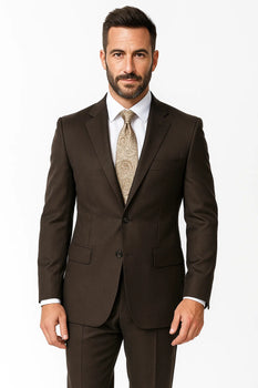 Slim Fitted Peak Lapel Side Vents Elegant Brown Nail Head Style Men's Peak Lapel Cheap Priced Business Suits Clearance Sale