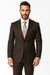 Slim Fitted Peak Lapel Side Vents Elegant Brown Nail Head Style Men's Peak Lapel Cheap Priced Business Suits Clearance Sale