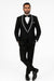 Men's Trimmed Shawl Lapel Blazer Dinner Jacket Black Vested Sport Coat