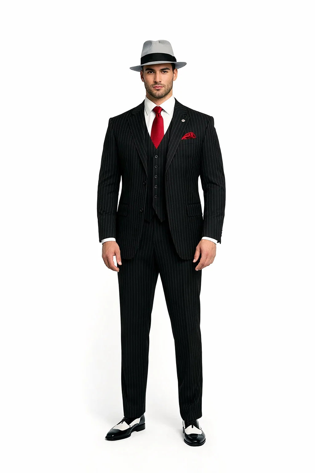 Small Jet Black Pinstripe Fashion Suit