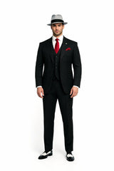 Small Jet Black Pinstripe Fashion Suit