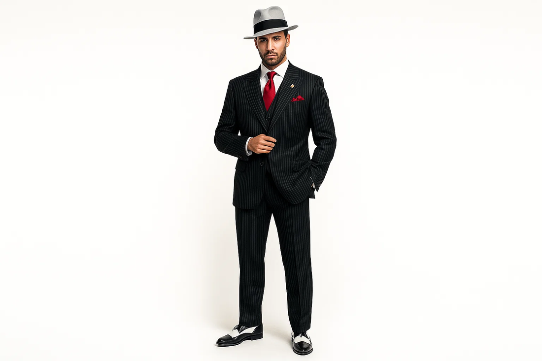 Small Jet Black Pinstripe Fashion Suit