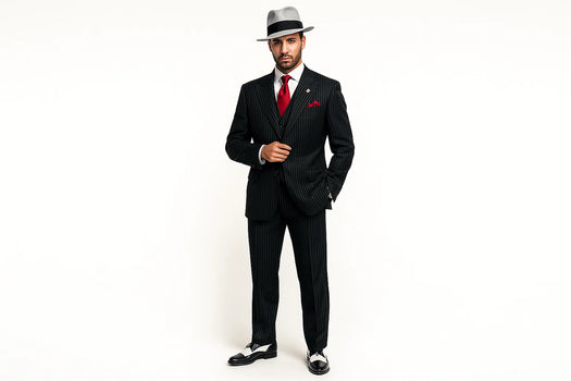 Small Jet Black Pinstripe Fashion Suit