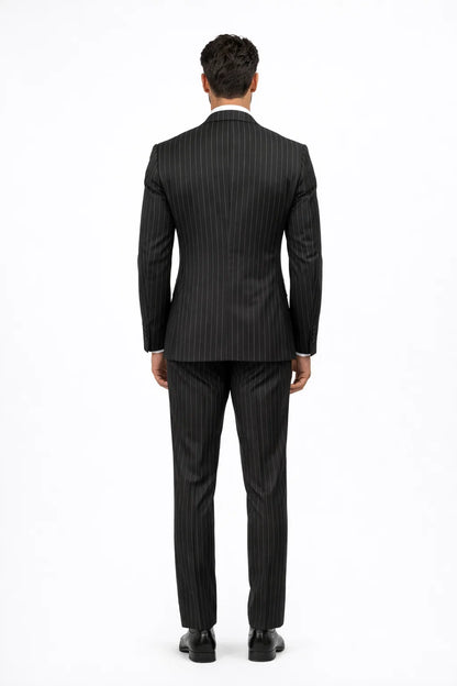Small Jet Black Pinstripe Fashion Suit