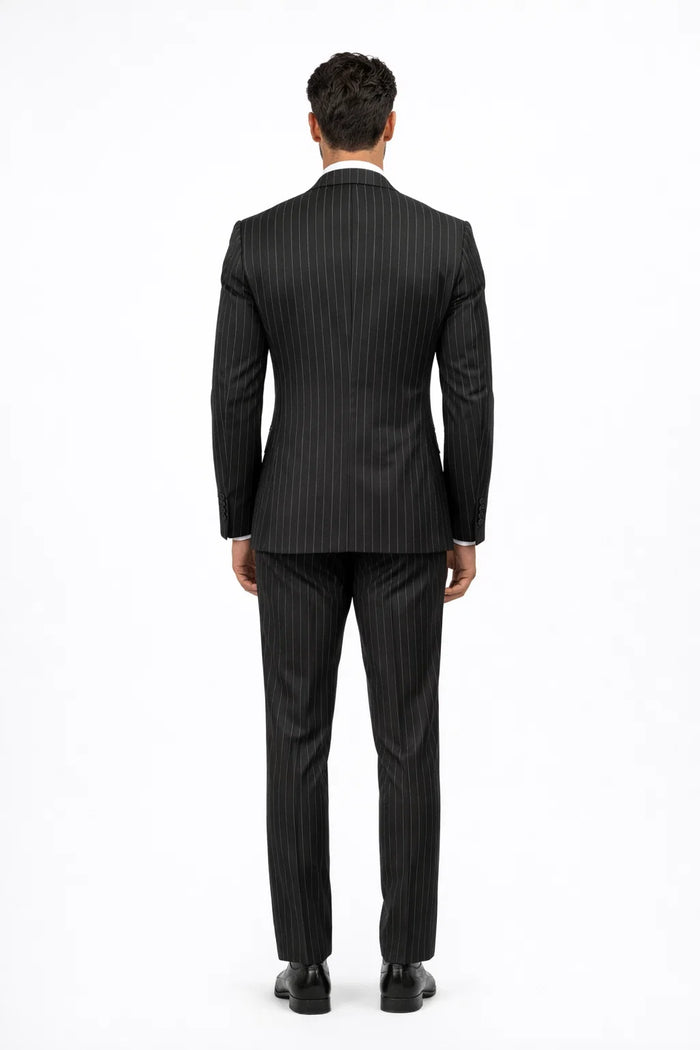 Small Jet Black Pinstripe Fashion Suit