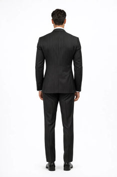 Small Jet Black Pinstripe Fashion Suit