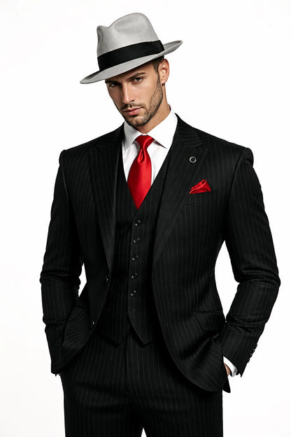 Small Jet Black Pinstripe Fashion Suit