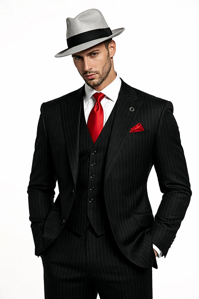 Small Jet Black Pinstripe Fashion Suit