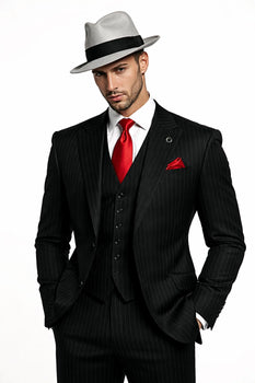 Small Jet Black Pinstripe Fashion Suit