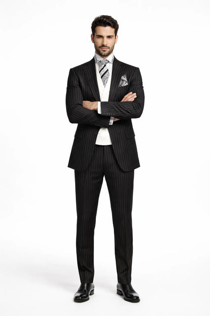 Small Jet Black Pinstripe Fashion Suit