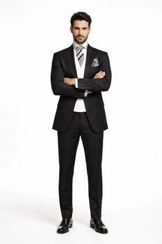Small Jet Black Pinstripe Fashion Suit