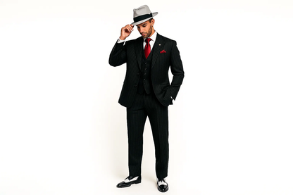Small Jet Black Pinstripe Fashion Suit