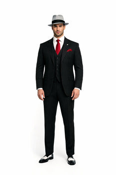 Small Jet Black Pinstripe Fashion Suit