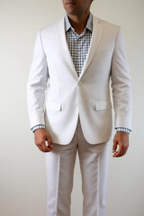 Snow White Great Quality Slim Fitted Suit Flat Front Pants Affordable - Discounted Priced On Clearance Sale