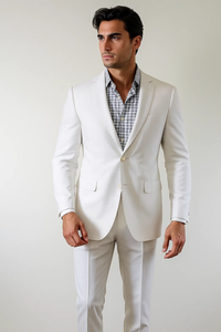 Snow White Great Quality Slim Fitted Suit Flat Front Pants Affordable - Discounted Priced On Clearance Sale