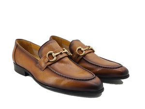 Carrucci Soft Calf Leather with gold horse bit
