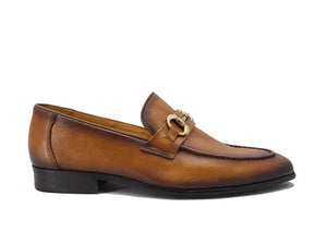 Carrucci Soft Calf Leather with gold horse bit