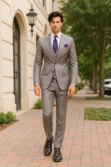 Big Lapel - Wide Lapel - Tom Ford Style Suit - Ticket Pocket - Gray