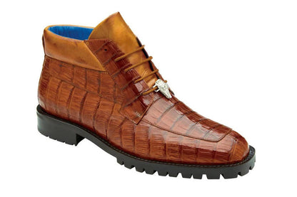 Belvedere Mens Sport Brown Gator Ankle Boots Gallardo