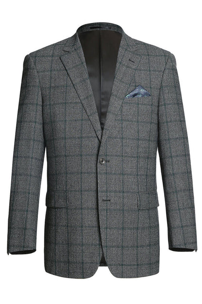 Saco vaquero - Western Sport Coat - Western Blazer - Mens Two Button Classic Fit Wool Sport Coat Blazer In Brown & Olive Gren Windowpane Plaid