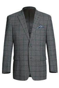 Saco vaquero - Western Sport Coat - Western Blazer - Mens Two Button Classic Fit Wool Sport Coat Blazer In Brown & Olive Gren Windowpane Plaid
