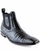 Men'S Caiman Belly Skin Leather Square Toe Short Black Boots