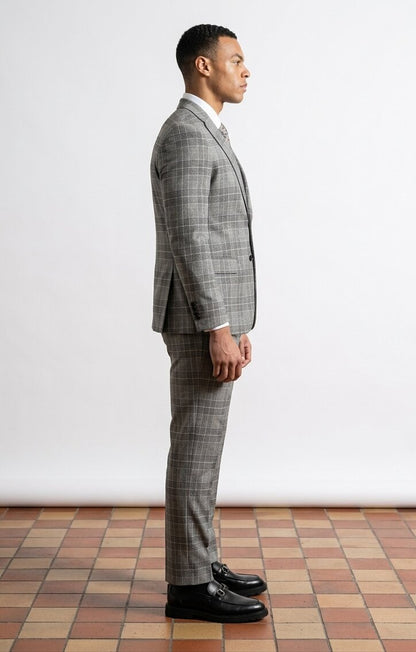 Stacy Adams Men's 3 Piece Glen Plaid Suit - Hybrid Fit Modern Fit