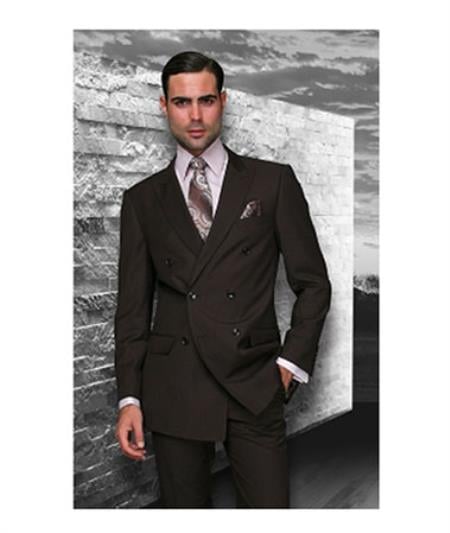 Statement Confidence Brown Double Breasted Men'S Wool Italian Design Suit