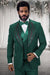 Mens Hunter Green Suit - Mens Designer Wool Shawl Lapel Vested Tuxedo with Rhinestones in Hunter Green
