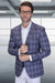 Men's Modern Fit Patch Pocket Designer Wool Summer Blazer in Eggplant Windowpane Plaid