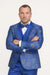 Statement Men's Royal Blue Patterned Vested Tuxedo with Bowtie