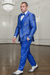 Statement Men's Royal Blue Patterned Vested Tuxedo with Bowtie