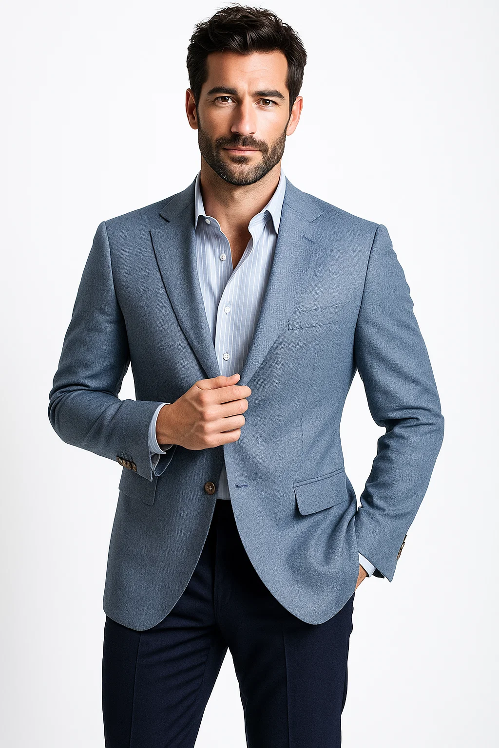 Men's Cheap Priced Designer Fashion Dress Casual Blazer For Men On Sale Blazer - Steel Blue - Image 2